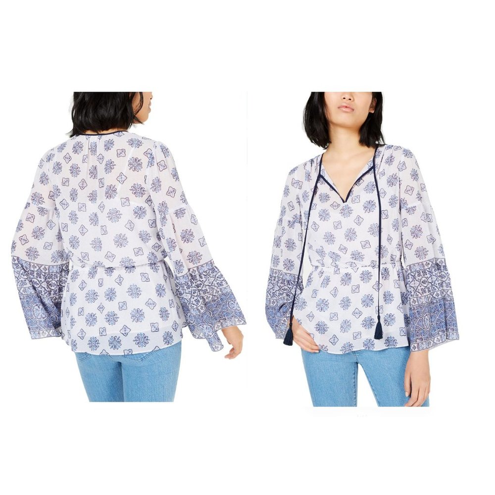 Michael Kors Women's Bell-Sleeve Layered Printed Tunic Combo - L